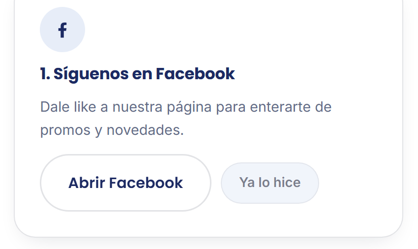 Botón "Abrir Facebook" y "Ya lo hice" sin activar