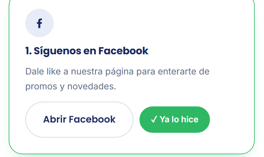 Botón en verde con check, paso completado